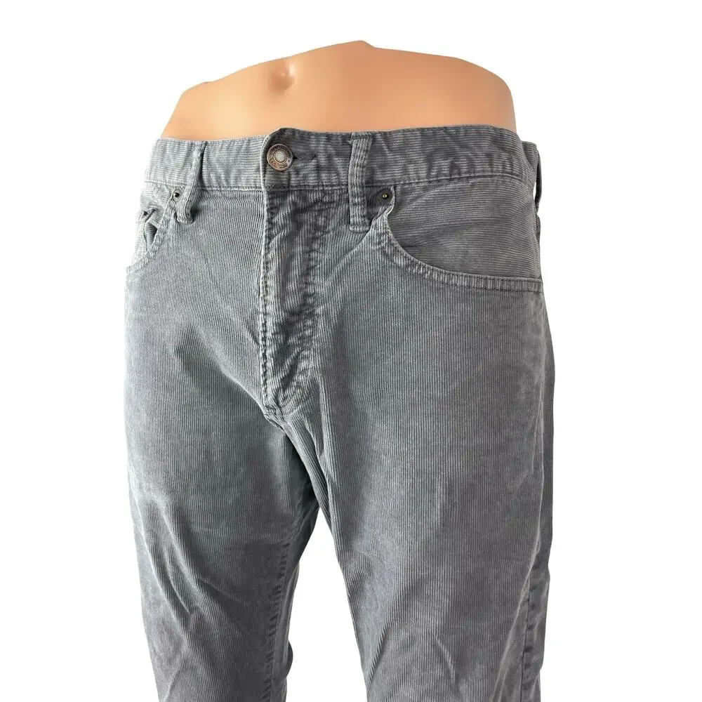 Gap Men's Gray Corduroy Slim Fit Mid Rise Trousers Pants Denim Jeans Size 32x30